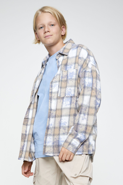 Рубашка B-SH35141 (Бежевый в клетку, 140-170)