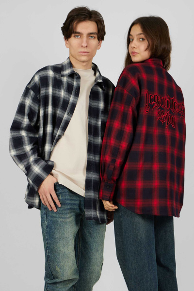 Рубашка (голубой в клетку, 140-170)