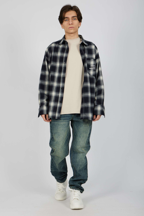 Рубашка (Серо-синий, 140)