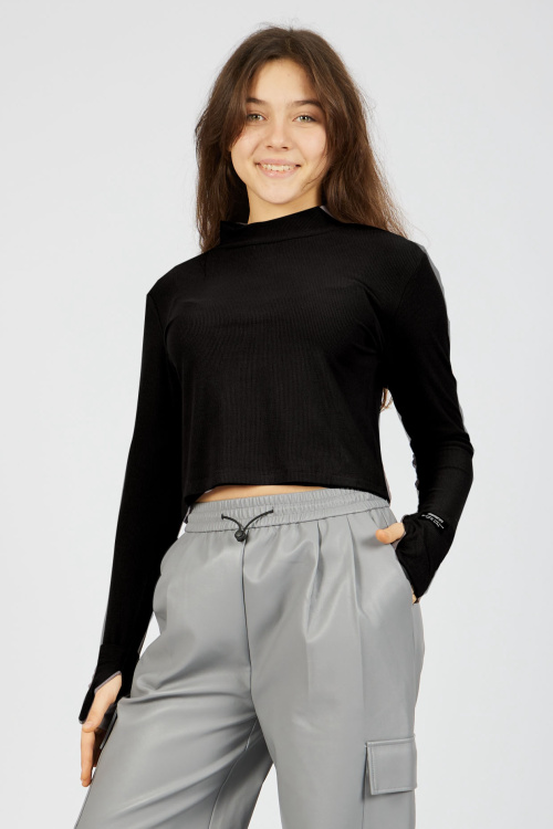 Лонгслив (Черный, 140-170)