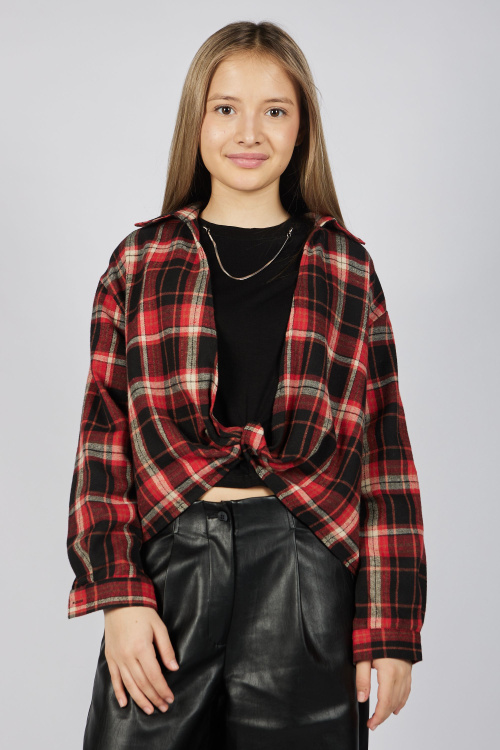 Блузка G-SH25483 (красный в клетку, 134-164)