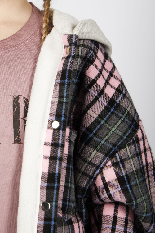 Рубашка B-JCK35495 (розовый в клетку, 110-134)