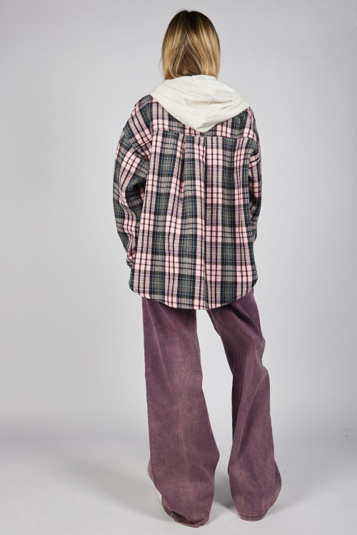 Рубашка B-JCK35495 (розовый в клетку, 140-170)