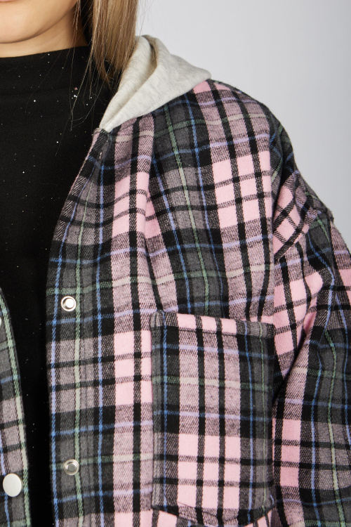 Рубашка B-JCK35495 (розовый в клетку, 140-170)