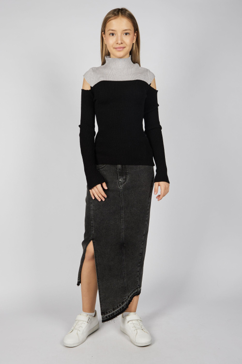 Юбка G-SK25430 (джин. черный, 134-164)