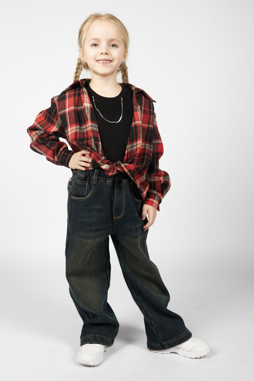 Блузка G-SH25483 (красный в клетку, 104-128)