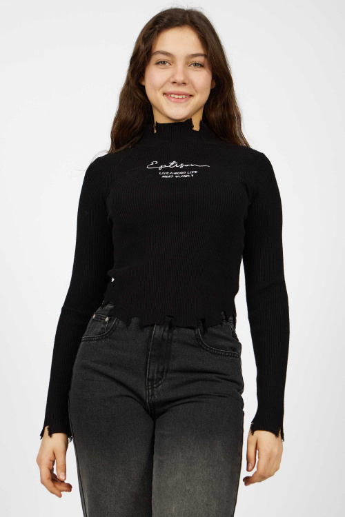 Лонгслив (Черный, 140-170)