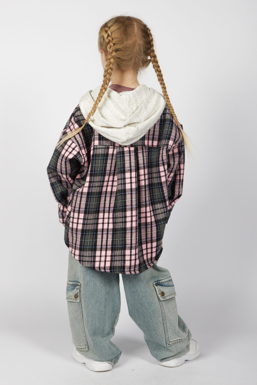 Рубашка B-JCK35495 (розовый в клетку, 110-134)