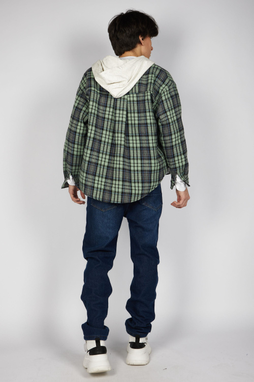 Рубашка B-JCK35495 (голубой в клетку, 140-170)