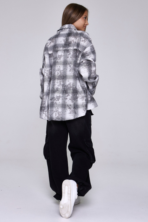 Рубашка B-SH35141 (Серый в клетку, 140-170)