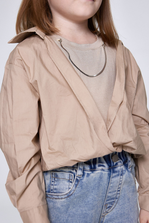 Рубашка G-SH25019 (Коричневый, 104-128)