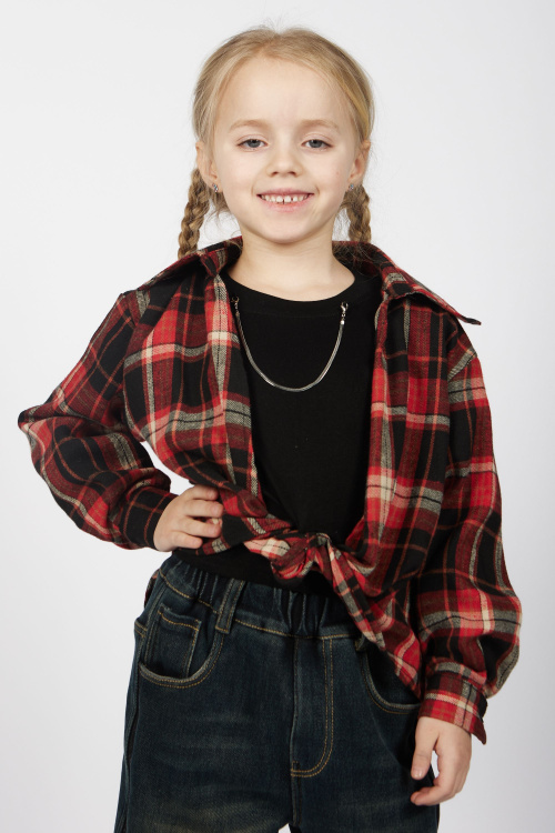 Блузка G-SH25483 (красный в клетку, 104-128)