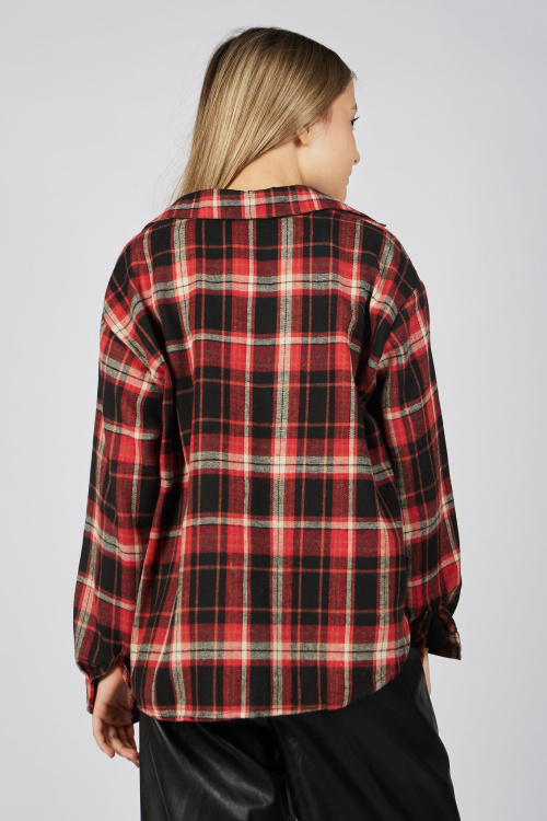 Блузка G-SH25483 (красный в клетку, 134-164)