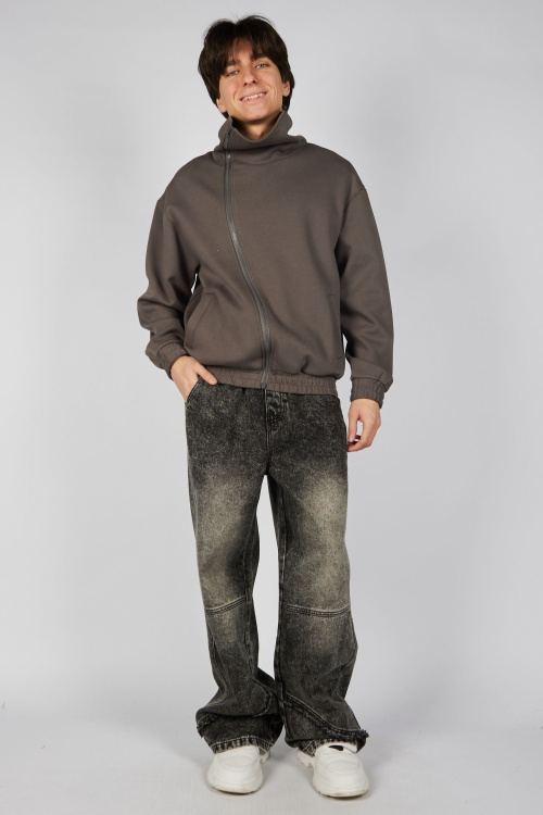 Толстовка на молнии B-HDZ35442 (коричневый, 140-170)