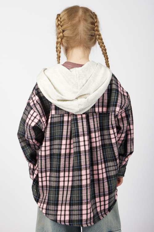 Рубашка B-JCK35495 (розовый в клетку, 110-134)