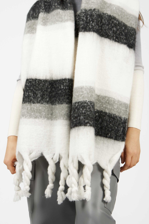 Шарф A-SC56076 (бело-черный полоски, Универсальный)