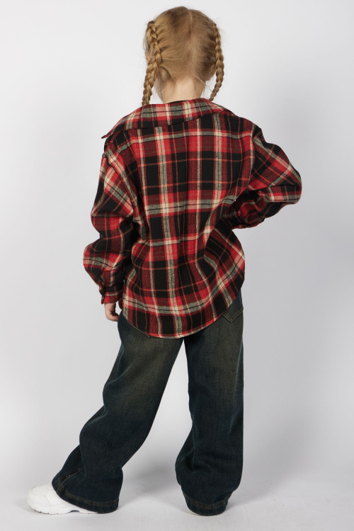 Блузка G-SH25483 (красный в клетку, 104-128)