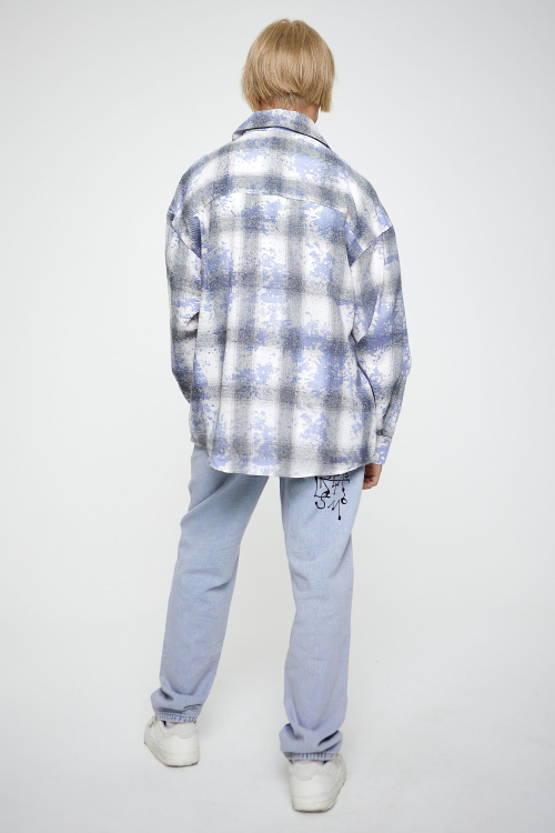 Рубашка B-SH35141 (Голубой в клетку, 140-170)