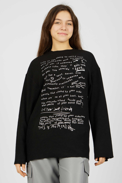 Лонгслив (Черный, 140-170)