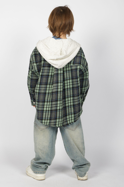 Рубашка B-JCK35495 (голубой в клетку, 110-134)