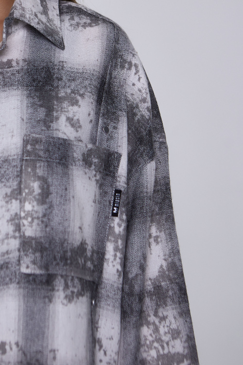 Рубашка B-SH35141 (Серый в клетку, 140-170)