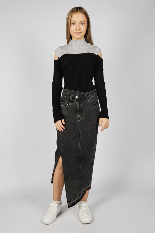 Юбка G-SK25430 (джин. черный, 134-164)