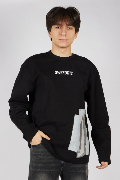 Лонгслив B-SW35446 (Черный, 140-170)