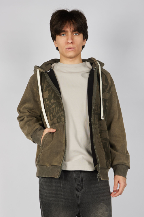 Толстовка на молнии B-HDZ35456 (хаки, 140-170)