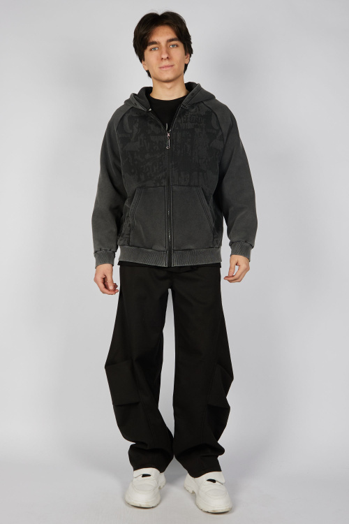 Толстовка на молнии B-HDZ35456 (Черный, 140-170)