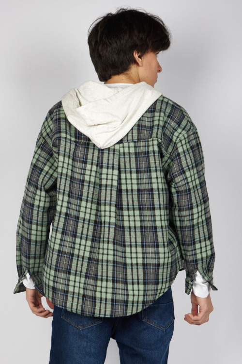 Рубашка B-JCK35495 (голубой в клетку, 140-170)