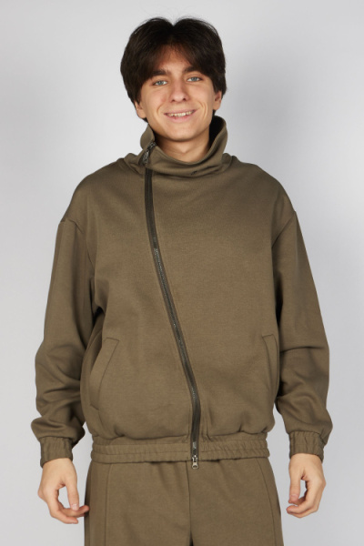 Толстовка на молнии B-HDZ35442 (хаки, 140-170)