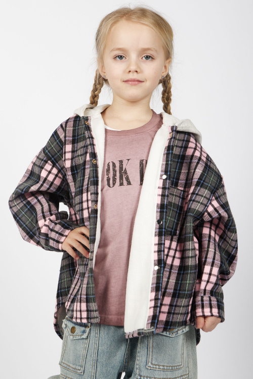 Рубашка B-JCK35495 (розовый в клетку, 110-134)