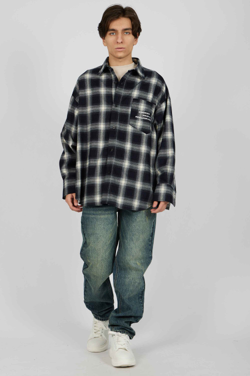 Рубашка (Серо-синий, 140)