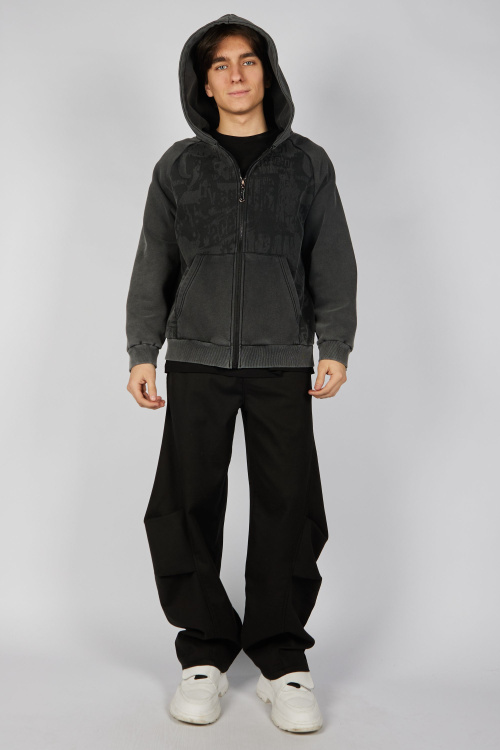 Толстовка на молнии B-HDZ35456 (Черный, 140-170)