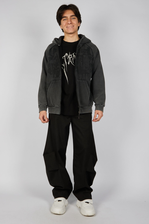 Толстовка на молнии B-HDZ35456 (Черный, 140-170)